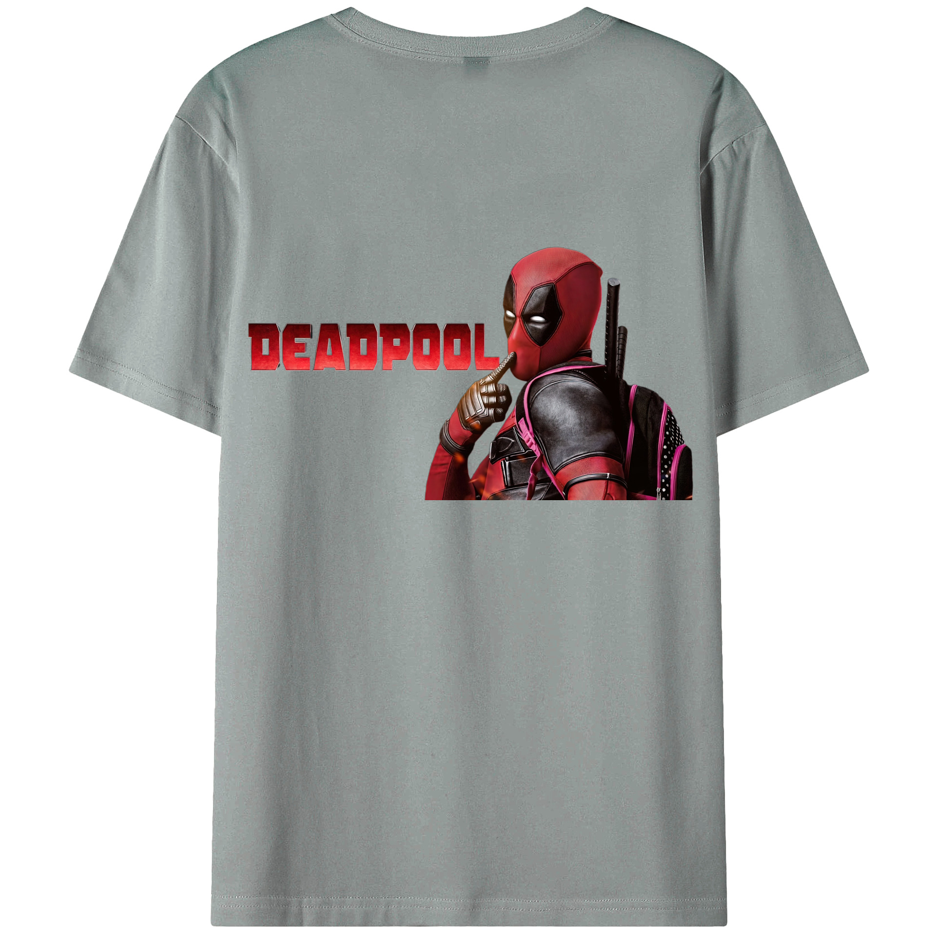 （画像用） Deadpool デッドプール 綿100％ メンズ半袖Tシャツ（バックプリント） 通気性